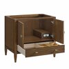 James Martin Vanities 36'' Vanity, Mid Century Walnut w/ Single Hole 3 CM White Zeus Quartz Top & Backsplash 485-V36-WLT-1WZ